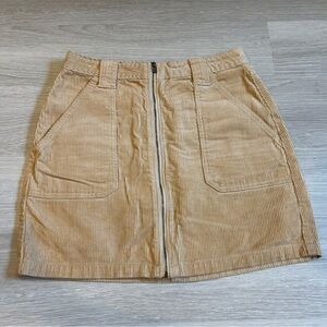 Hollister Juniors Tan Corduroy High Rise Front Zip Mini Skirt - 7